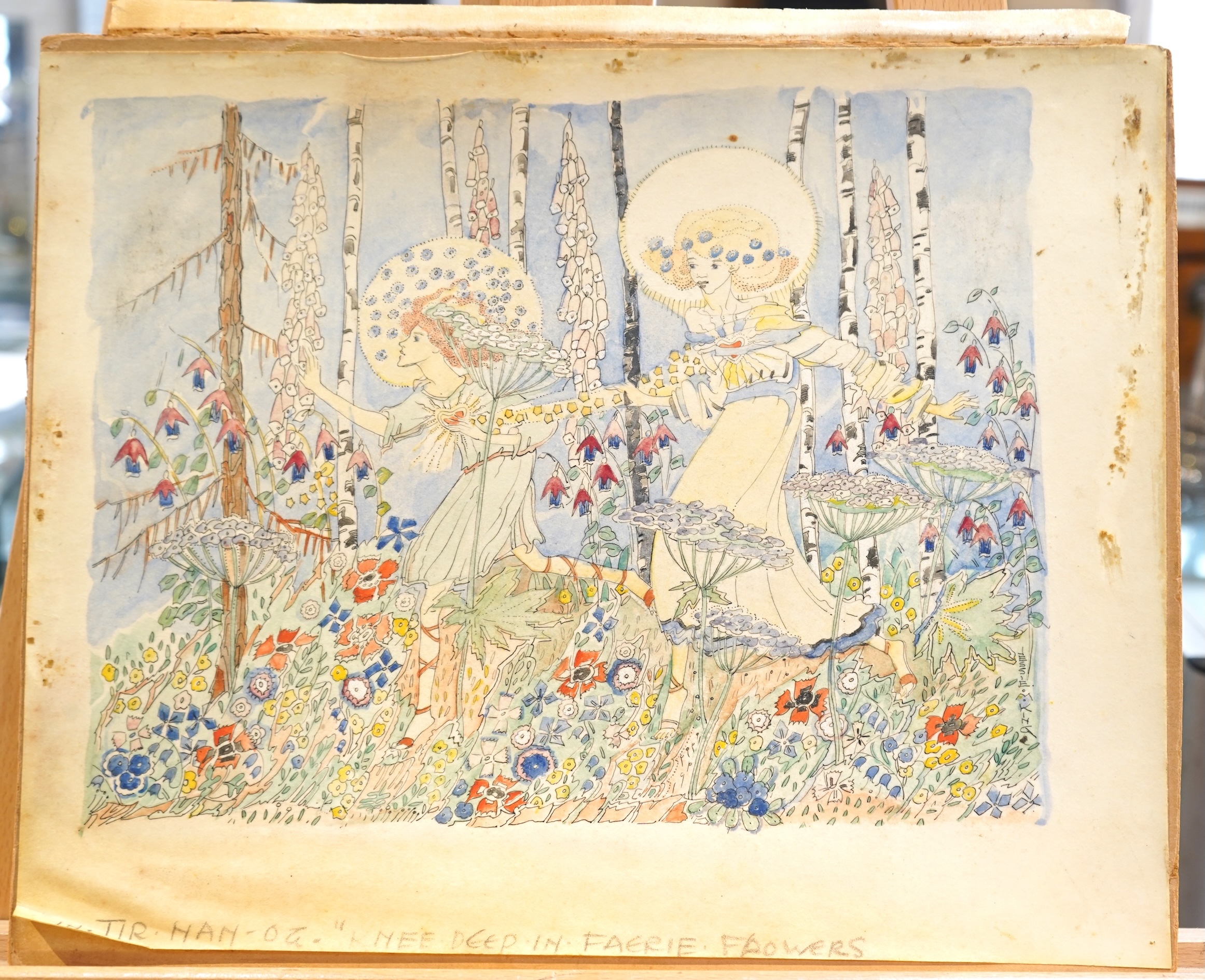 Jessie Marion King, 1875-1949, 'In Tír na nÓg - Knee deep in Faerie flowers'